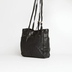 Borsa a mano in pelle nera